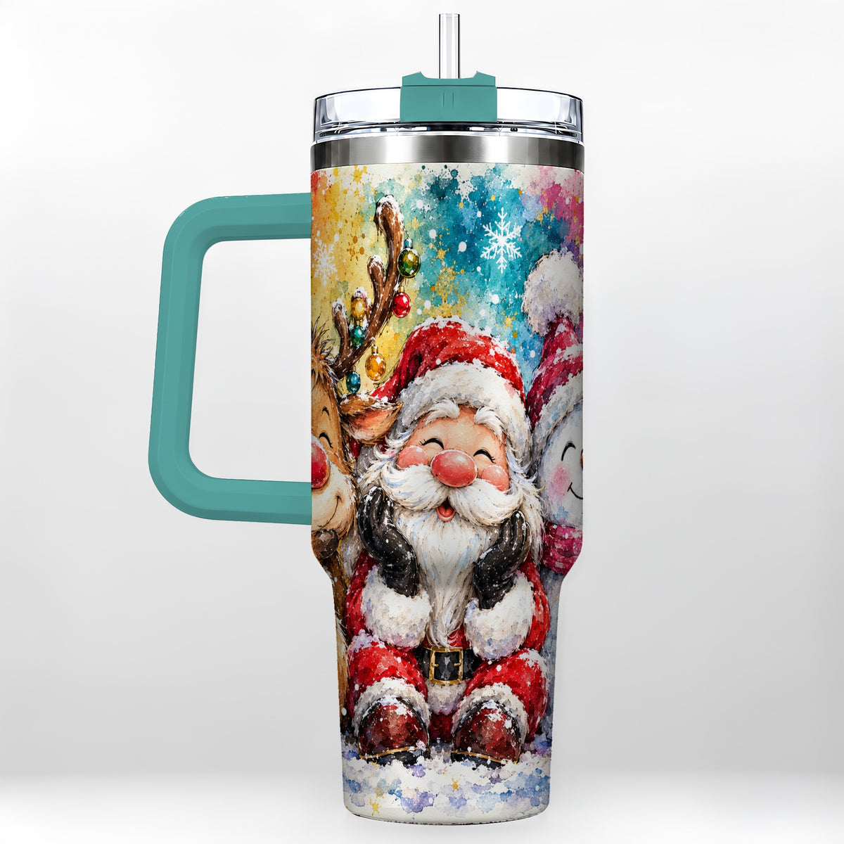 #pl[40oz|Green] Santa Snowman 40oz Tumbler, Christmas Tumbler, Stainless Steel Travel Cup