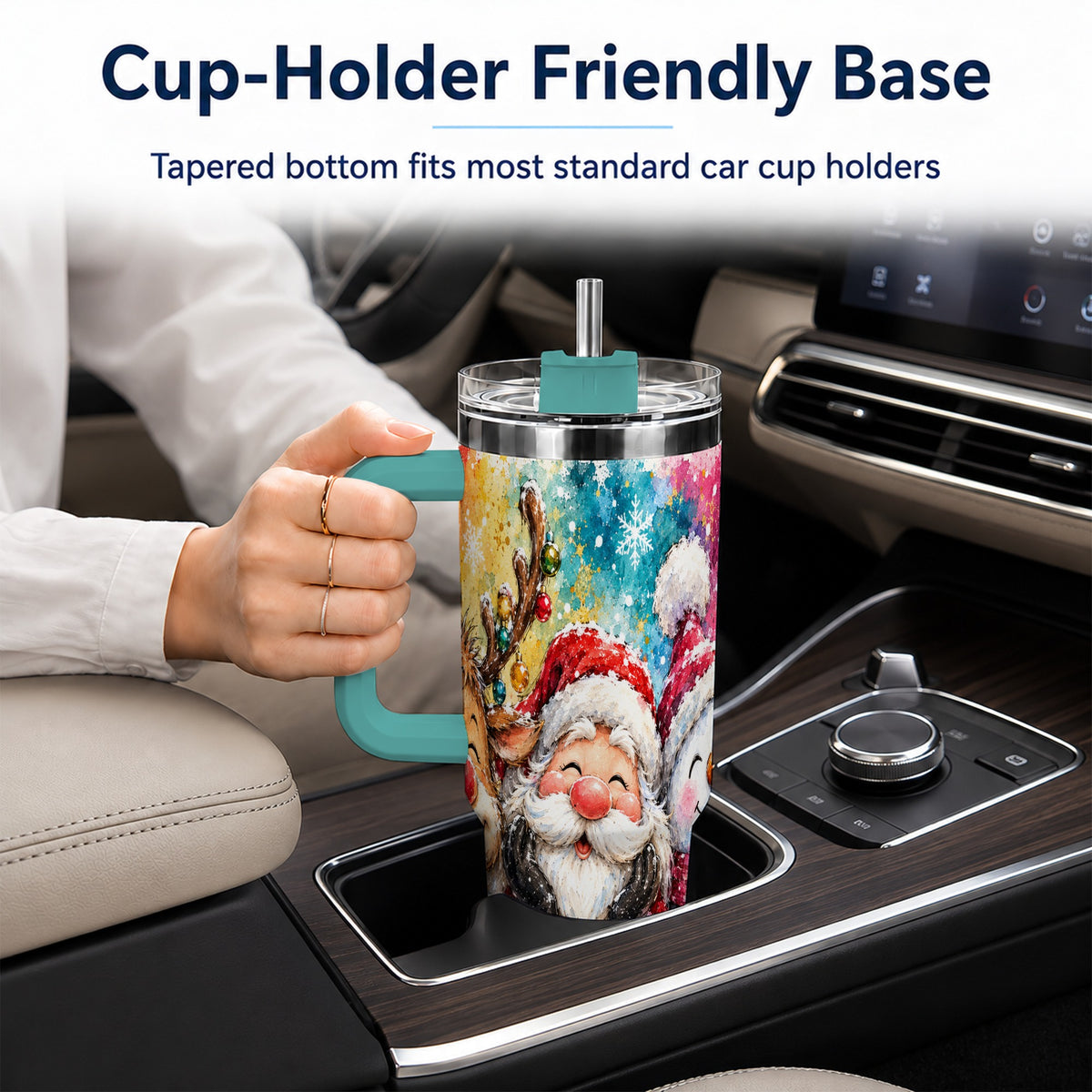 #pl[40oz|Green] Santa Snowman 40oz Tumbler, Christmas Tumbler, Stainless Steel Travel Cup
