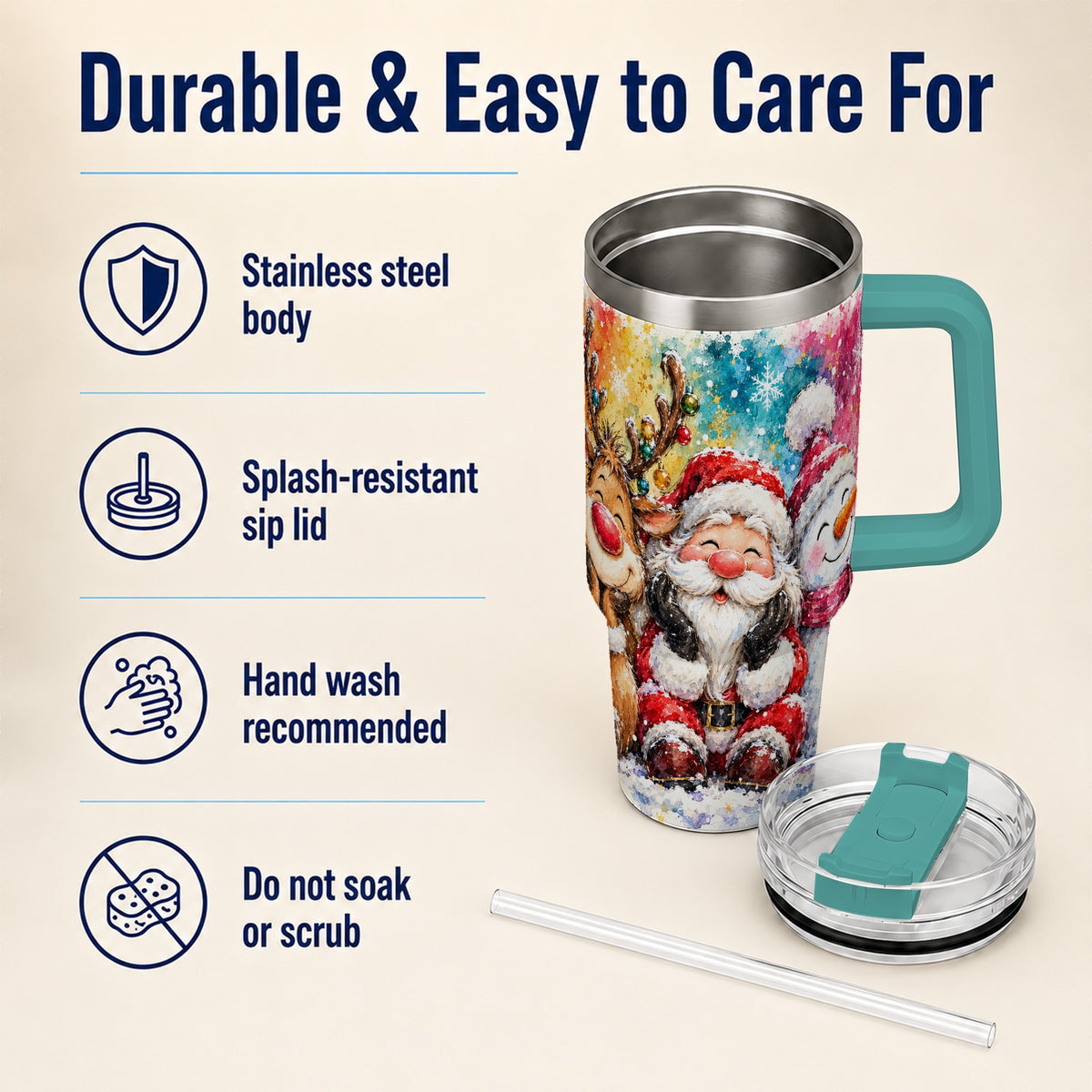 #pl[40oz|Green] Santa Snowman 40oz Tumbler, Christmas Tumbler, Stainless Steel Travel Cup