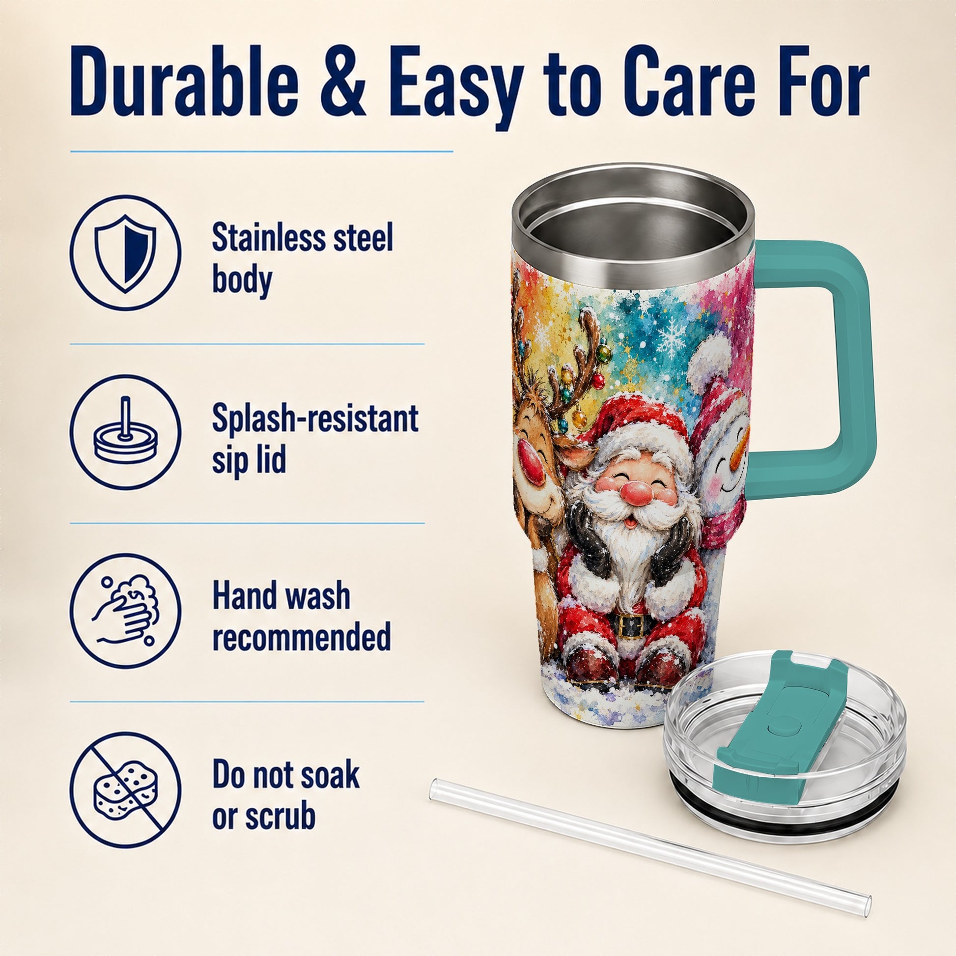 #pl[40oz|Green] Santa Snowman 40oz Tumbler, Christmas Tumbler, Stainless Steel Travel Cup