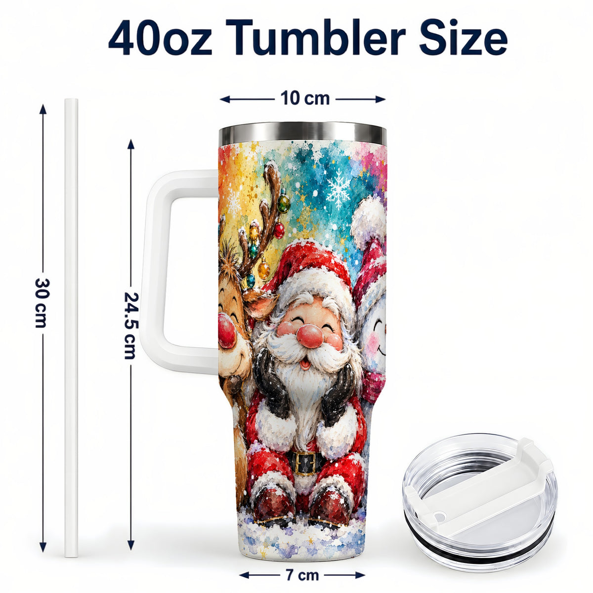 #pl[40oz|White] Santa Snowman 40oz Tumbler, Christmas Tumbler, Stainless Steel Travel Cup