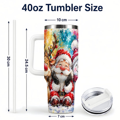 #pl[40oz|White] Santa Snowman 40oz Tumbler, Christmas Tumbler, Stainless Steel Travel Cup