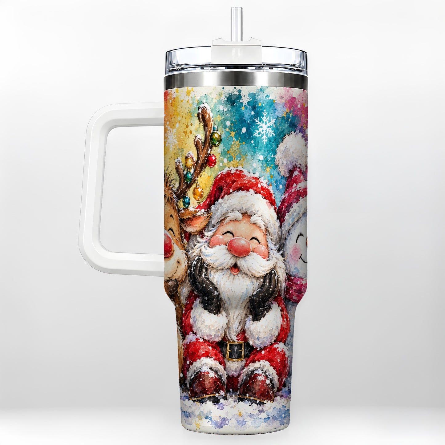 Santa Snowman 40oz Tumbler, Christmas Tumbler, Stainless Steel Travel Cup