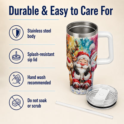 #pl[40oz|White] Santa Snowman 40oz Tumbler, Christmas Tumbler, Stainless Steel Travel Cup