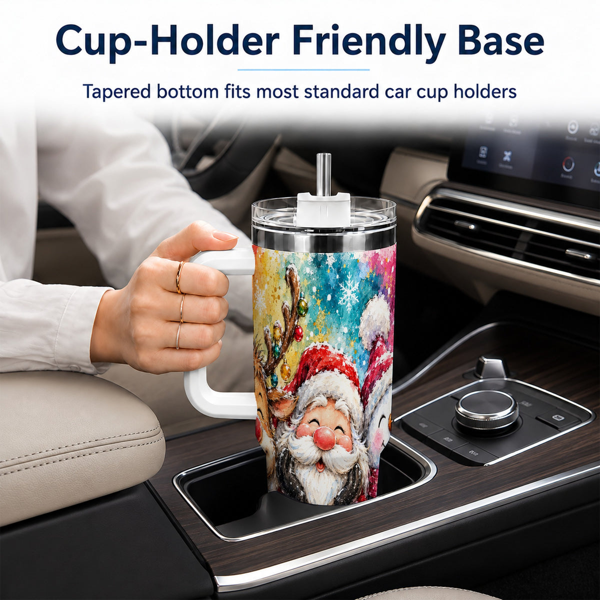 #pl[40oz|White] Santa Snowman 40oz Tumbler, Christmas Tumbler, Stainless Steel Travel Cup