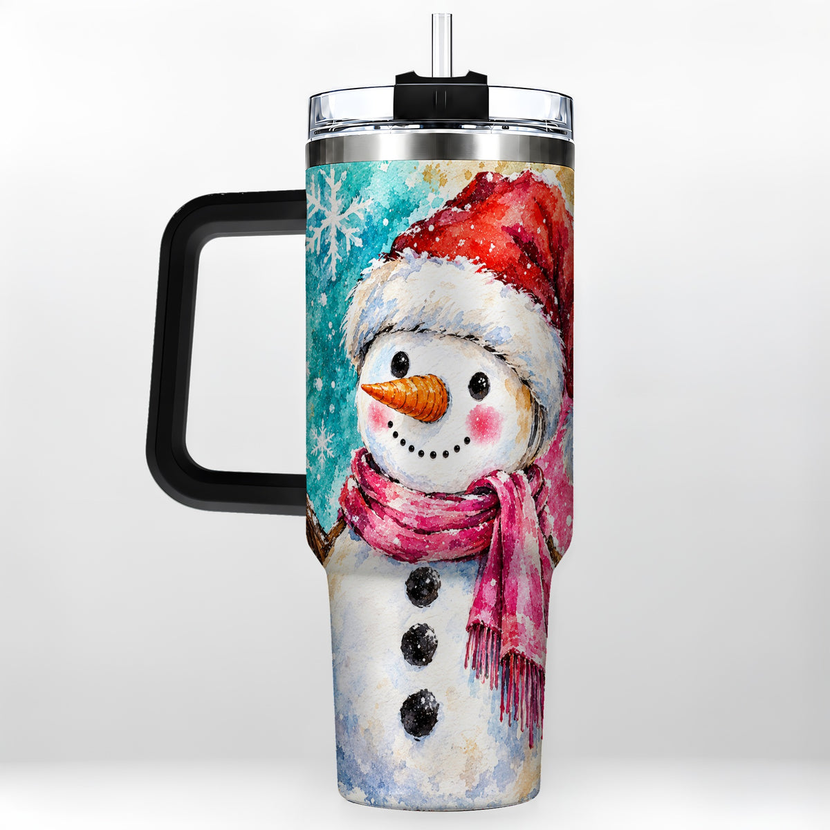 #pl[40oz|Black] Snowman 40oz Tumbler, Santa Hat Tumbler, Stainless Steel Travel Cup
