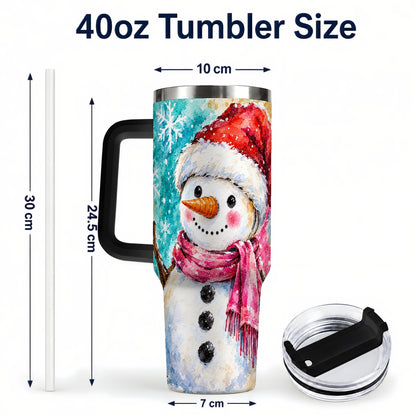 #pl[40oz|Black] Snowman 40oz Tumbler, Santa Hat Tumbler, Stainless Steel Travel Cup