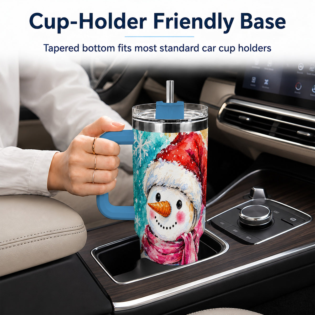 #pl[40oz|Blue] Snowman 40oz Tumbler, Santa Hat Tumbler, Stainless Steel Travel Cup