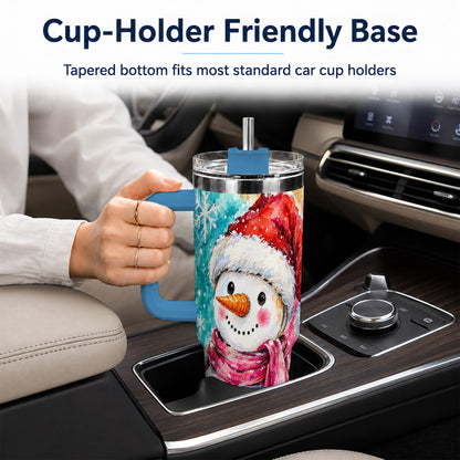 #pl[40oz|Blue] Snowman 40oz Tumbler, Santa Hat Tumbler, Stainless Steel Travel Cup