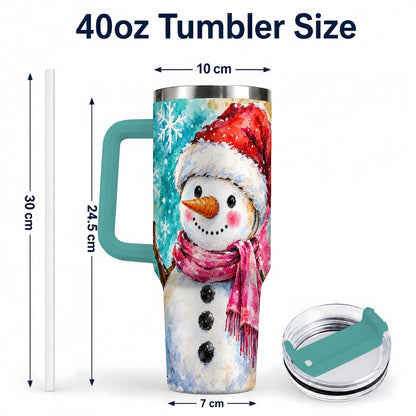 #pl[40oz|Green] Snowman 40oz Tumbler, Santa Hat Tumbler, Stainless Steel Travel Cup
