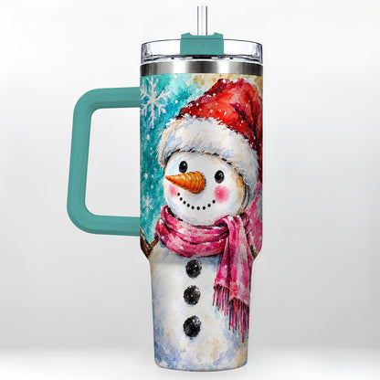 #pl[40oz|Green] Snowman 40oz Tumbler, Santa Hat Tumbler, Stainless Steel Travel Cup
