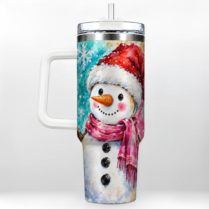 Snowman 40oz Tumbler, Santa Hat Tumbler, Stainless Steel Travel Cup
