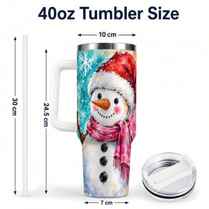 #pl[40oz|White] Snowman 40oz Tumbler, Santa Hat Tumbler, Stainless Steel Travel Cup