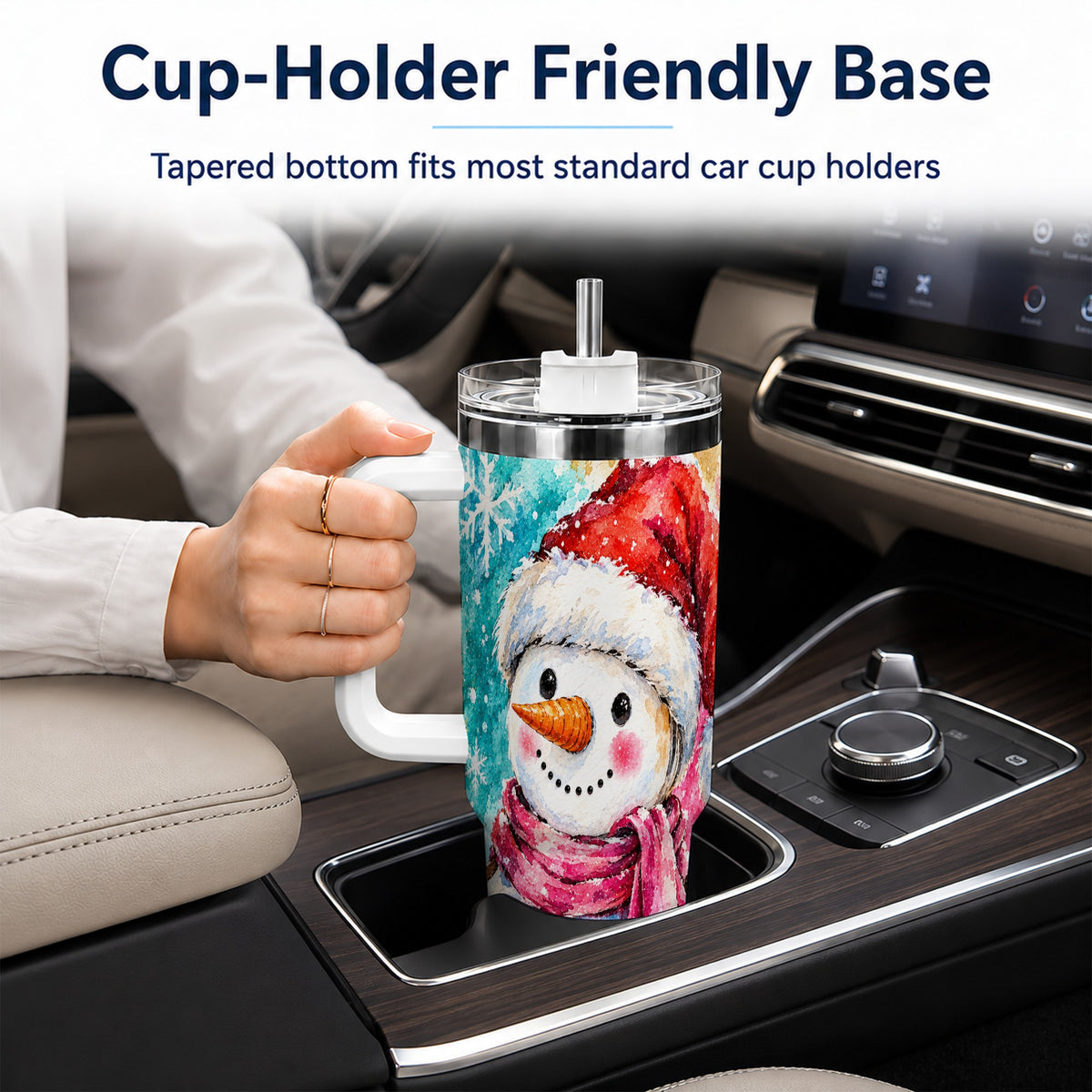 #pl[40oz|White] Snowman 40oz Tumbler, Santa Hat Tumbler, Stainless Steel Travel Cup