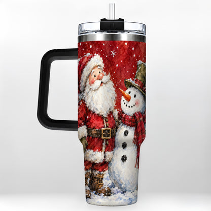 #pl[40oz|Black] Santa Snowman 40oz Tumbler, Holiday Tumbler, Stainless Steel Travel Cup
