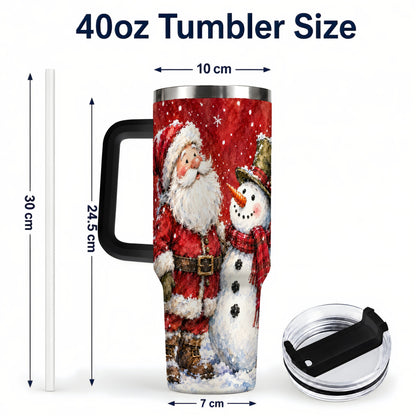#pl[40oz|Black] Santa Snowman 40oz Tumbler, Holiday Tumbler, Stainless Steel Travel Cup