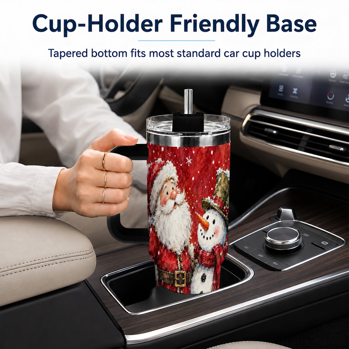 #pl[40oz|Black] Santa Snowman 40oz Tumbler, Holiday Tumbler, Stainless Steel Travel Cup