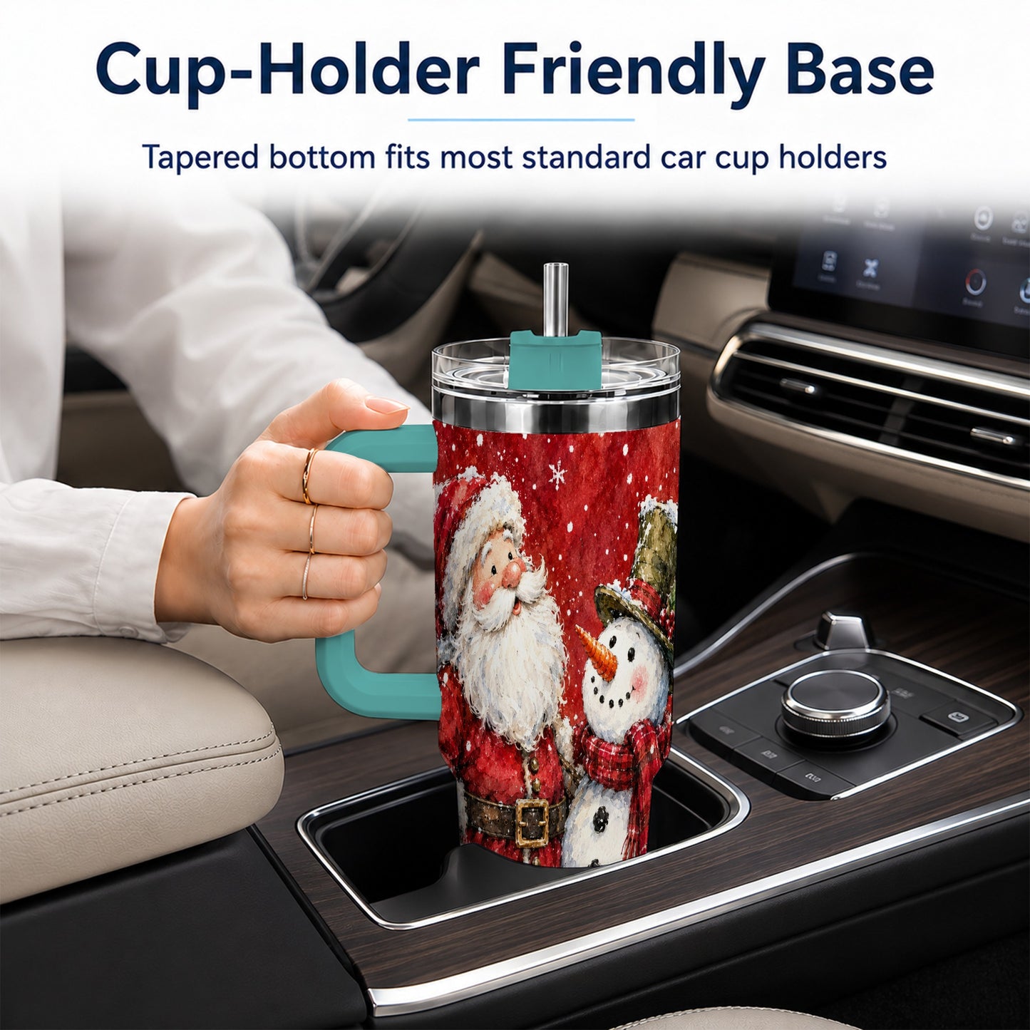 #pl[40oz|Green] Santa Snowman 40oz Tumbler, Holiday Tumbler, Stainless Steel Travel Cup