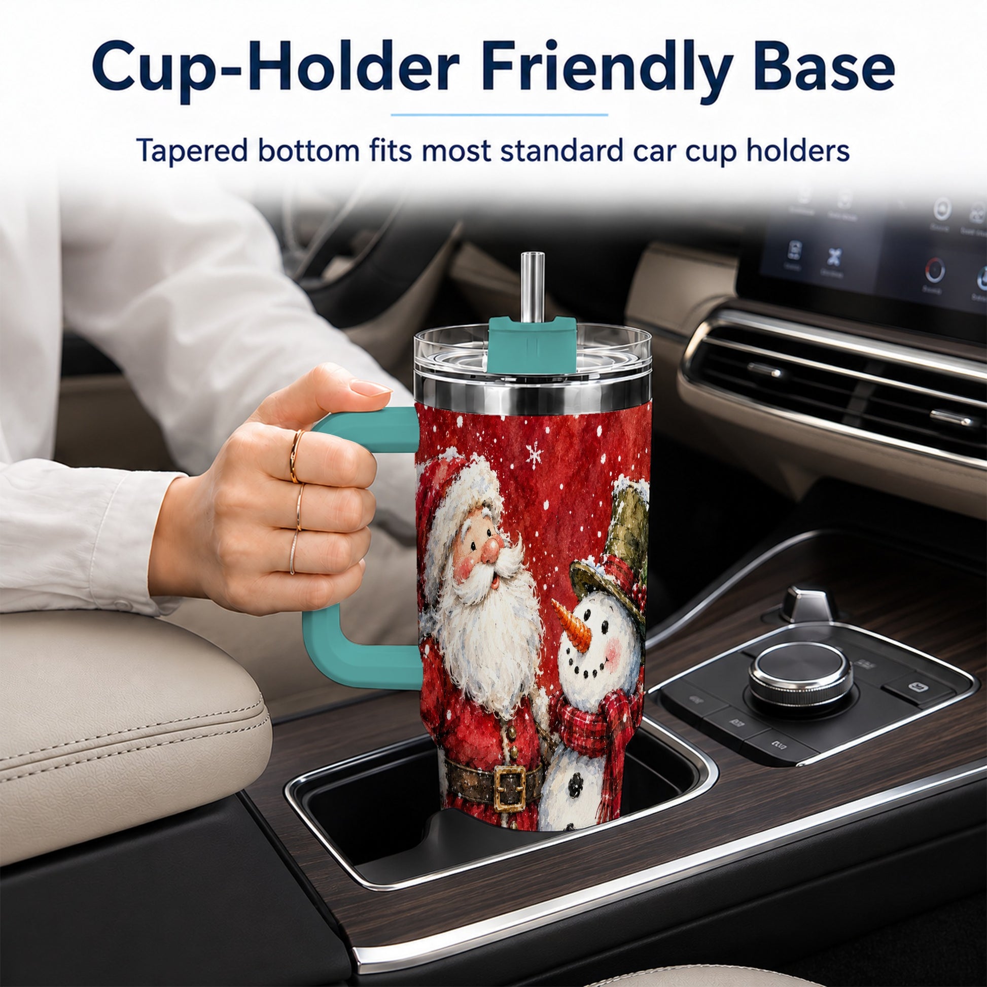 #pl[40oz|Green] Santa Snowman 40oz Tumbler, Holiday Tumbler, Stainless Steel Travel Cup