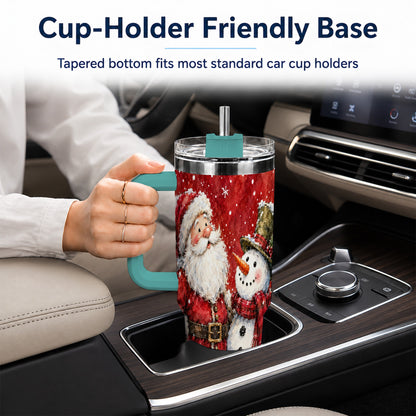 #pl[40oz|Green] Santa Snowman 40oz Tumbler, Holiday Tumbler, Stainless Steel Travel Cup