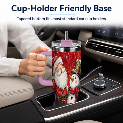#pl[40oz|Pink] Santa Snowman 40oz Tumbler, Holiday Tumbler, Stainless Steel Travel Cup