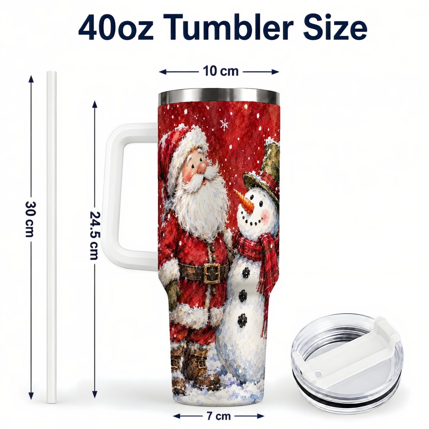 #pl[40oz|White] Santa Snowman 40oz Tumbler, Holiday Tumbler, Stainless Steel Travel Cup