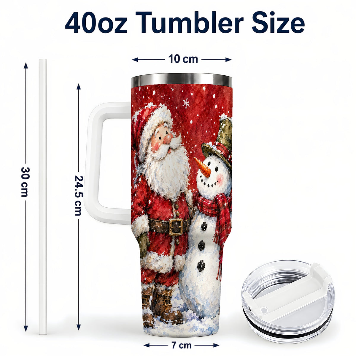 #pl[40oz|White] Santa Snowman 40oz Tumbler, Holiday Tumbler, Stainless Steel Travel Cup