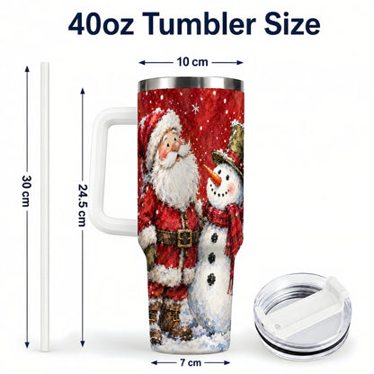 #pl[40oz|White] Santa Snowman 40oz Tumbler, Holiday Tumbler, Stainless Steel Travel Cup