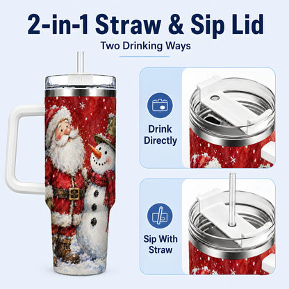 #pl[40oz|White] Santa Snowman 40oz Tumbler, Holiday Tumbler, Stainless Steel Travel Cup