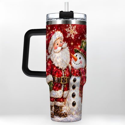 #pl[40oz|Black] Santa Snowman 40oz Tumbler, Faceted Art Tumbler, Stainless Steel Travel Cup