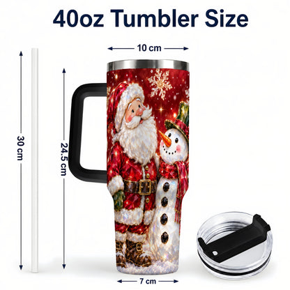 #pl[40oz|Black] Santa Snowman 40oz Tumbler, Faceted Art Tumbler, Stainless Steel Travel Cup