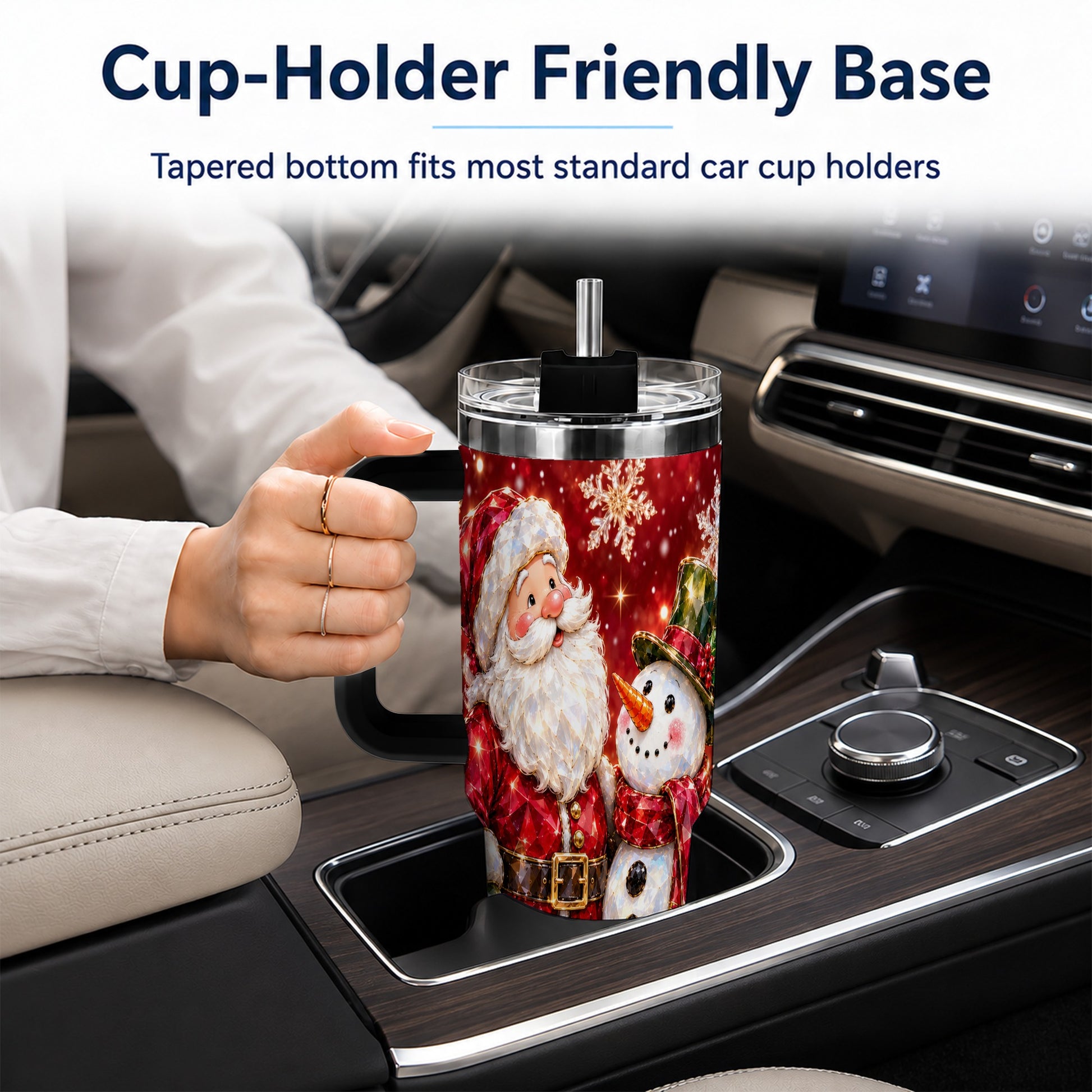 #pl[40oz|Black] Santa Snowman 40oz Tumbler, Faceted Art Tumbler, Stainless Steel Travel Cup
