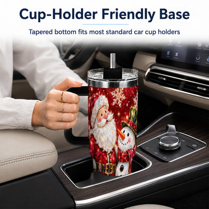 #pl[40oz|Black] Santa Snowman 40oz Tumbler, Faceted Art Tumbler, Stainless Steel Travel Cup