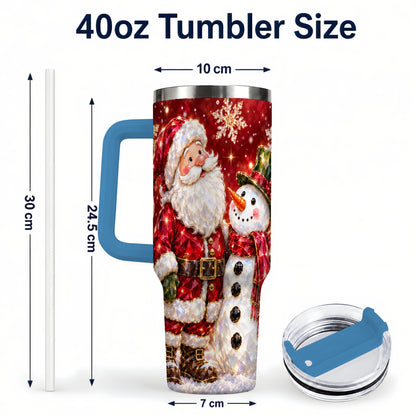 #pl[40oz|Blue] Santa Snowman 40oz Tumbler, Faceted Art Tumbler, Stainless Steel Travel Cup