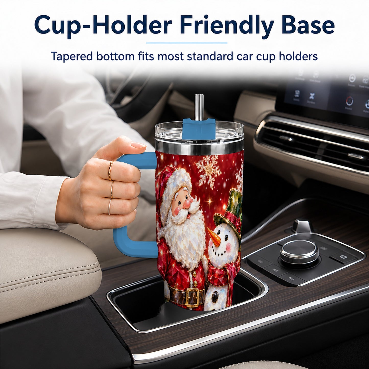 #pl[40oz|Blue] Santa Snowman 40oz Tumbler, Faceted Art Tumbler, Stainless Steel Travel Cup