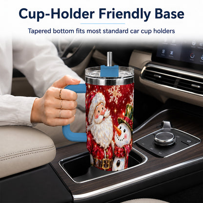 #pl[40oz|Blue] Santa Snowman 40oz Tumbler, Faceted Art Tumbler, Stainless Steel Travel Cup