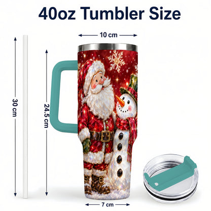#pl[40oz|Green] Santa Snowman 40oz Tumbler, Faceted Art Tumbler, Stainless Steel Travel Cup