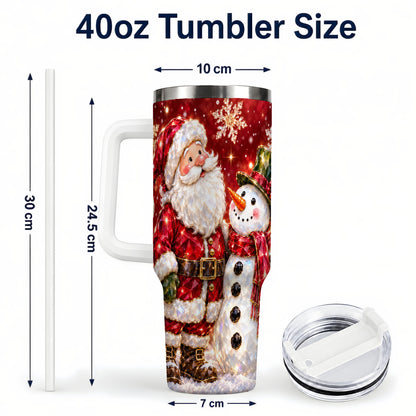 #pl[40oz|White] Santa Snowman 40oz Tumbler, Faceted Art Tumbler, Stainless Steel Travel Cup