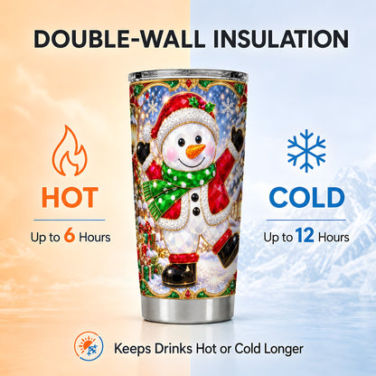 #pl[20oz|Steel] Christmas Snowman Tumbler 20oz, Holiday Tumbler, Stainless Steel Travel Cup