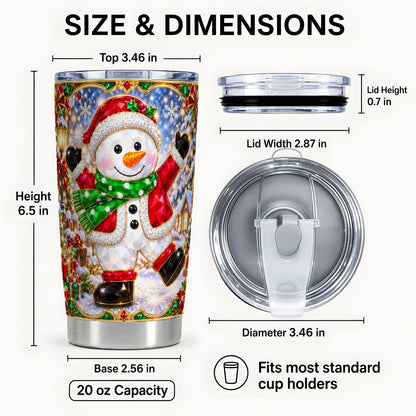 #pl[20oz|Steel] Christmas Snowman Tumbler 20oz, Holiday Tumbler, Stainless Steel Travel Cup