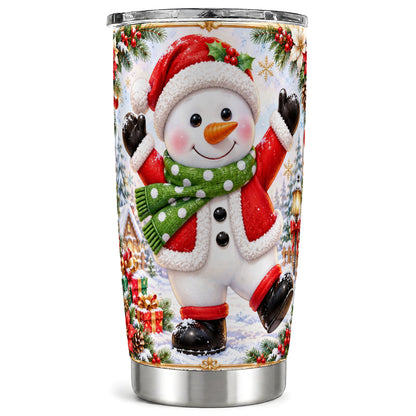 Christmas Snowman Tumbler 20oz, Festive Tumbler, Stainless Steel Travel Cup