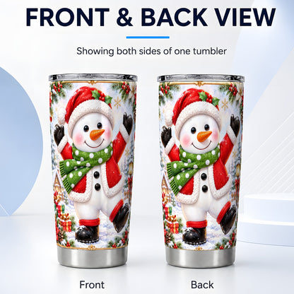 #pl[20oz|Steel] Christmas Snowman Tumbler 20oz, Festive Tumbler, Stainless Steel Travel Cup