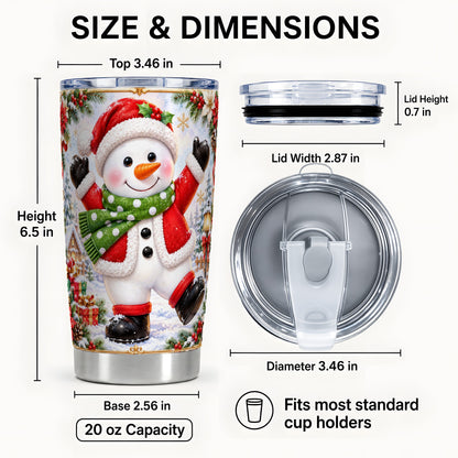 #pl[20oz|Steel] Christmas Snowman Tumbler 20oz, Festive Tumbler, Stainless Steel Travel Cup