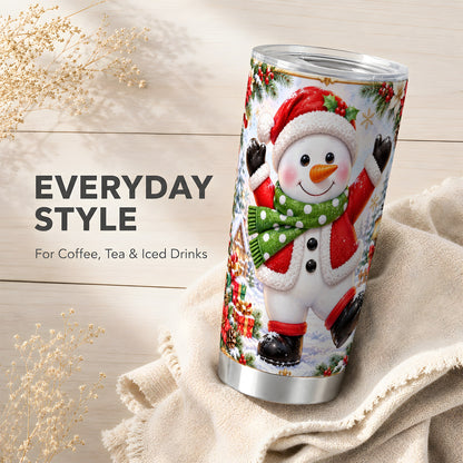 #pl[20oz|Steel] Christmas Snowman Tumbler 20oz, Festive Tumbler, Stainless Steel Travel Cup
