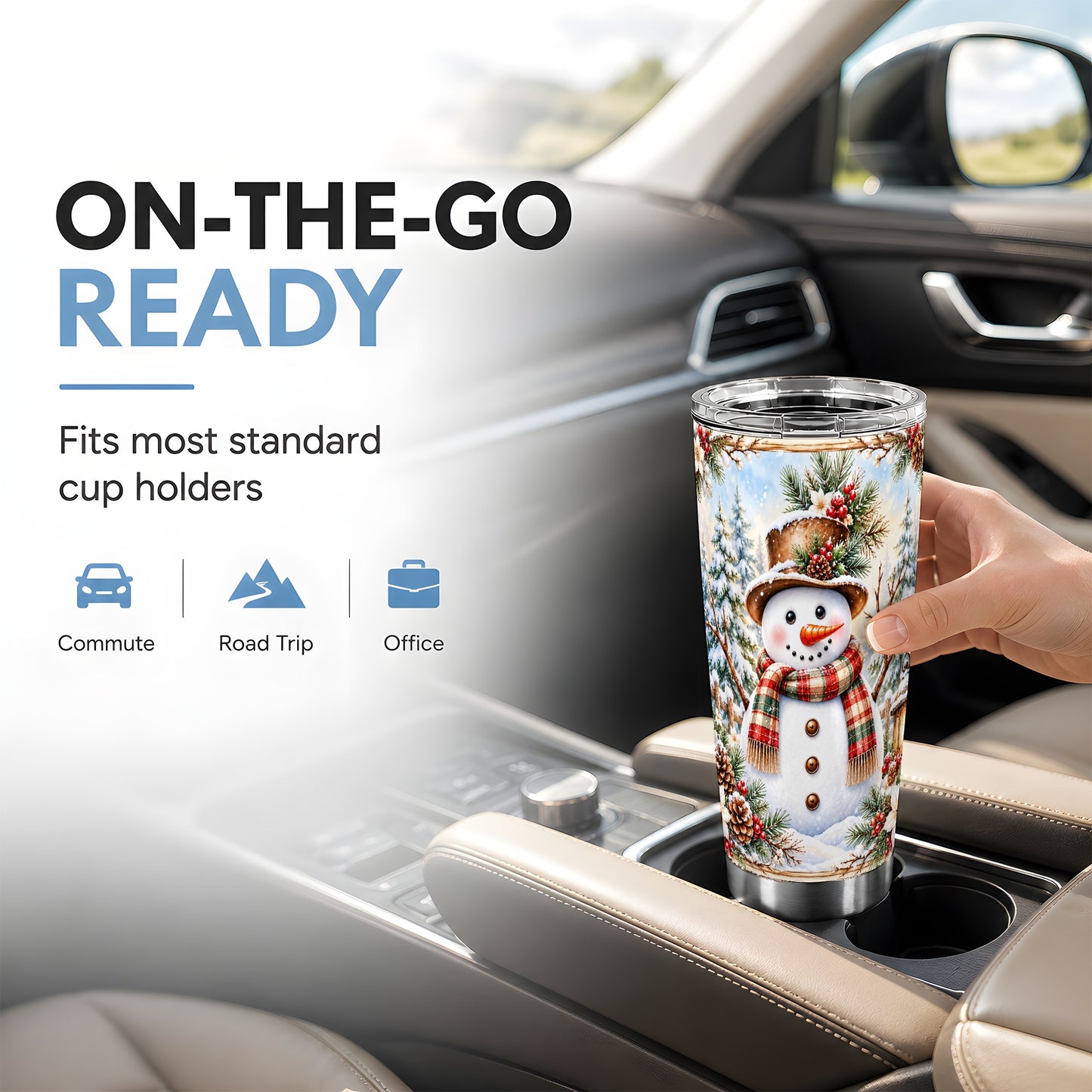 #pl[20oz|Steel] Rustic Snowman Tumbler 20oz, Winter Tumbler, Stainless Steel Travel Cup