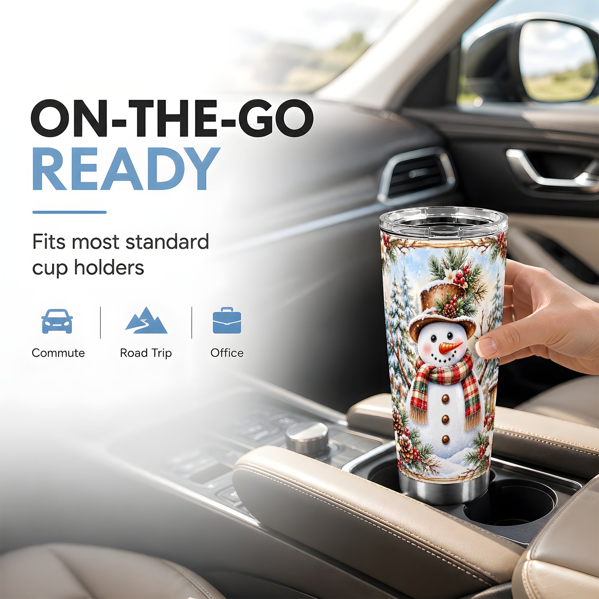 #pl[20oz|Steel] Rustic Snowman Tumbler 20oz, Winter Tumbler, Stainless Steel Travel Cup