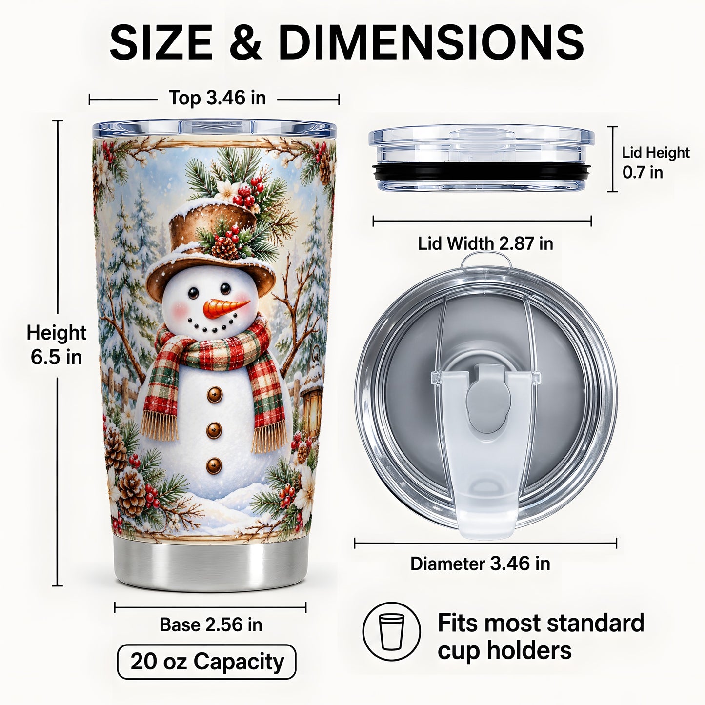 #pl[20oz|Steel] Rustic Snowman Tumbler 20oz, Winter Tumbler, Stainless Steel Travel Cup
