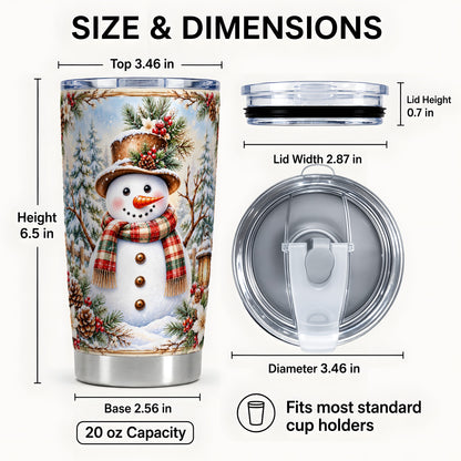 #pl[20oz|Steel] Rustic Snowman Tumbler 20oz, Winter Tumbler, Stainless Steel Travel Cup