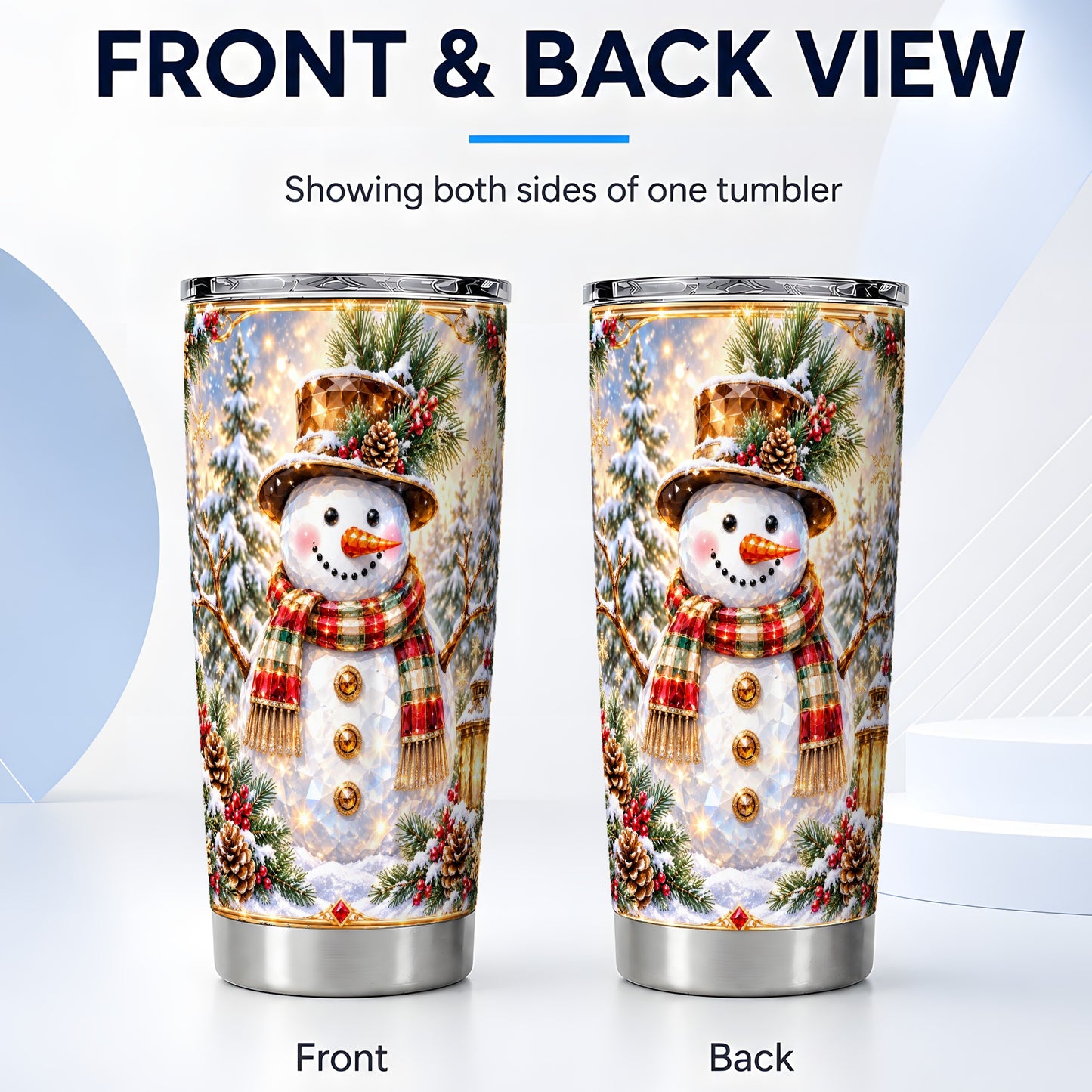 #pl[20oz|Steel] Jeweled Snowman Tumbler 20oz, Christmas Tumbler, Stainless Steel Travel Cup