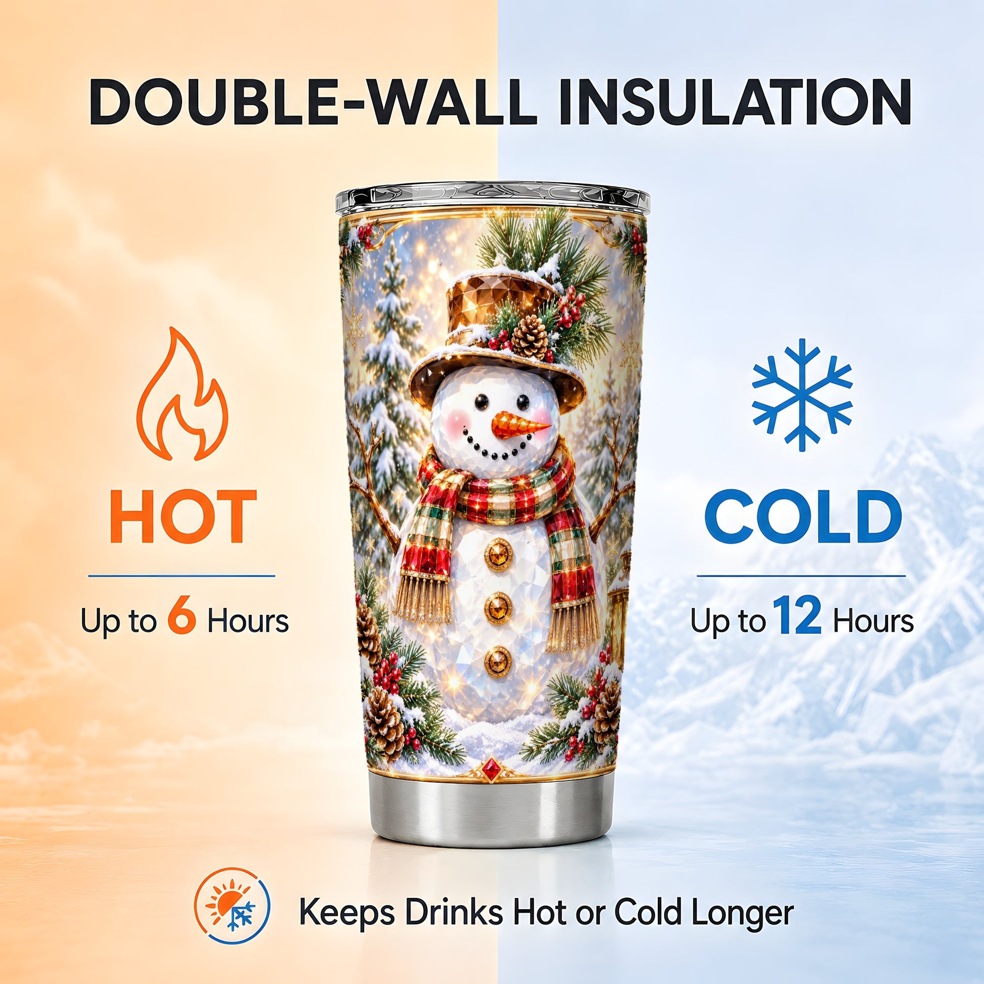 #pl[20oz|Steel] Jeweled Snowman Tumbler 20oz, Christmas Tumbler, Stainless Steel Travel Cup